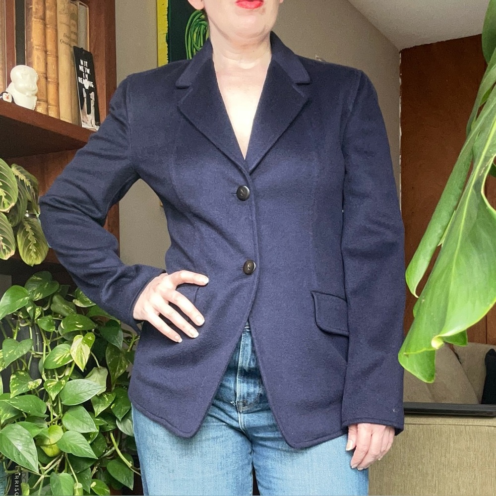 Donna Karan vintage blue cashmere 2 button blazer